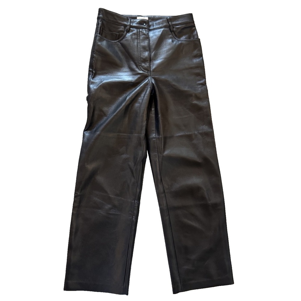 Aritzia Wilfred Faux Vegan Leather Women's Cropped Soft Black Pants Size 2